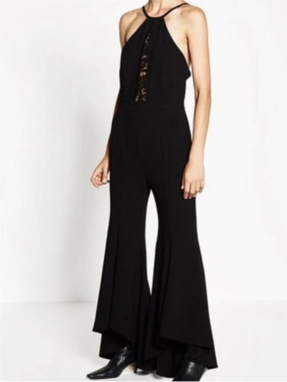 Zara Womens New Black Lace Long Tank Jumpsuit NWT Ref. 2731/042/800. Size S